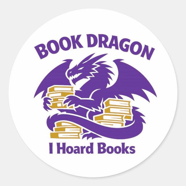 Book Lover Sticker | Book Dragon I Hoard Books Vin (Front)
