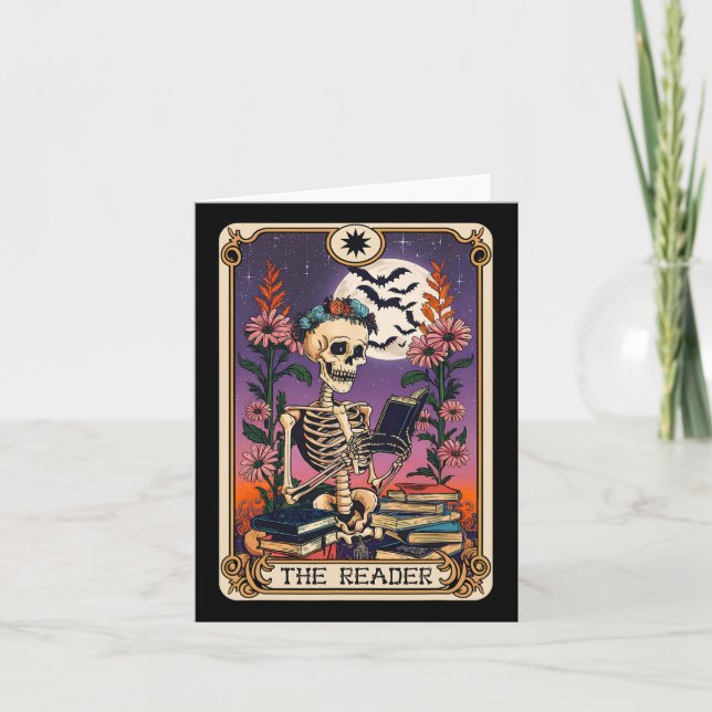 Book Lover Tarot Card The Reader Mystic Funny Skel (Front)