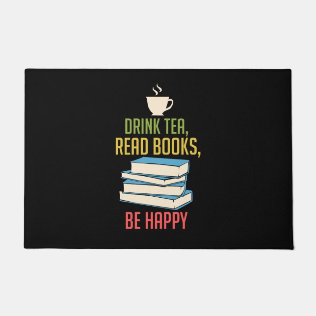 Book Lover - Tea Books Happy Doormat (Front)