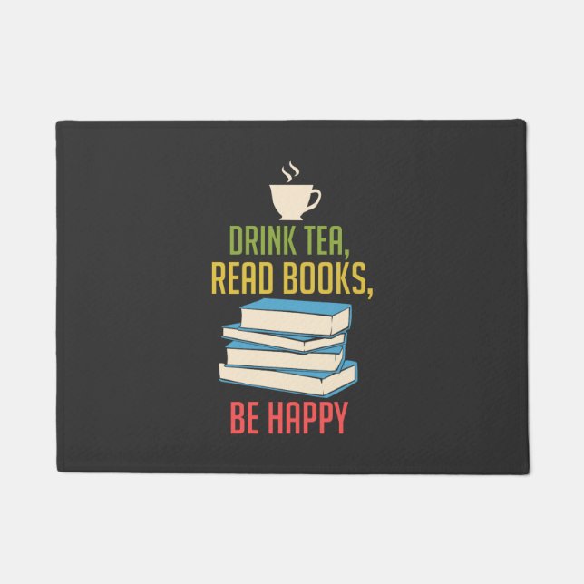 Book Lover - Tea Books Happy Doormat (Front)