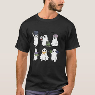 Book Lover Teacher Halloween Boo Ghost Book Nerd L T-Shirt