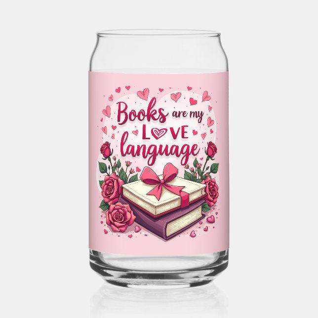 Book Lover Valentine Romantic Reading Aesthetic Can Glass (Front)