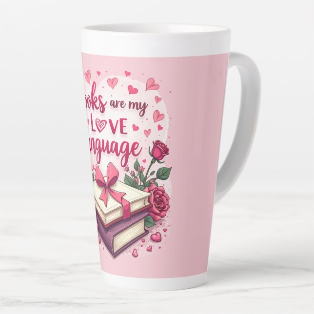 Book Lover Valentine Romantic Reading Aesthetic Latte Mug (Right Angle)