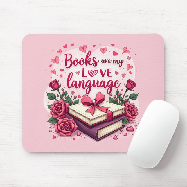 Book Lover Valentine Romantic Reading Aesthetic Mouse Mat (With Mouse)