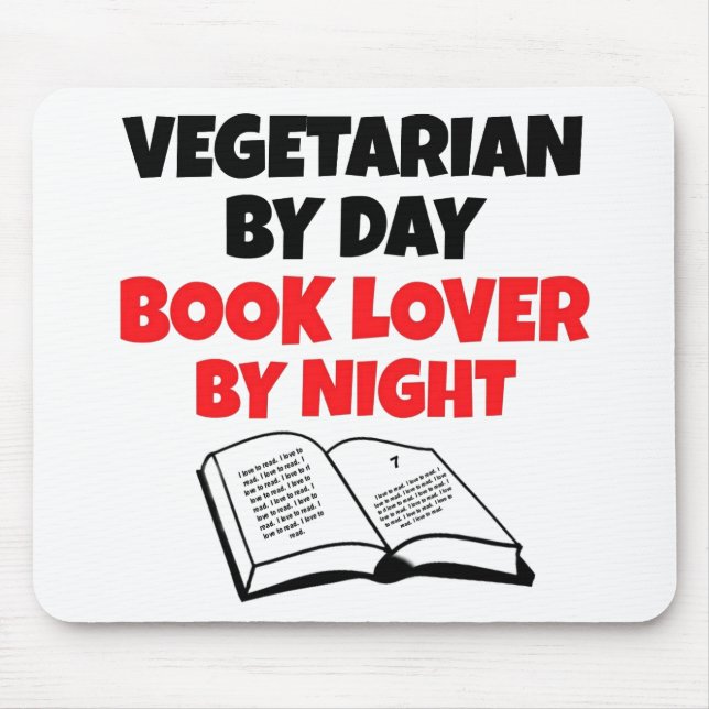 Book Lover Vegetarian Mouse Mat (Front)