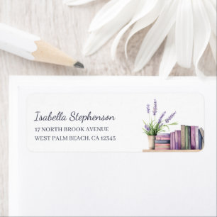 Book Lover Watercolor Bookshelf Return Address