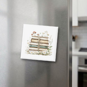 Book Lover Watercolor Vintage Floral Books Magnet