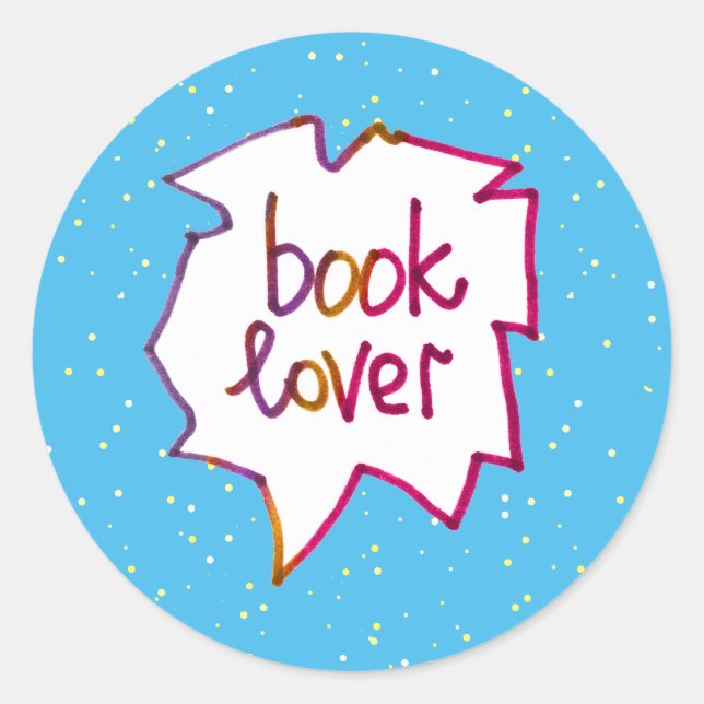 Book lover words text handlettering  classic round sticker (Front)