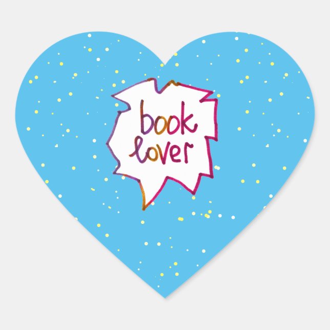 Book lover words text handlettering  heart sticker (Front)