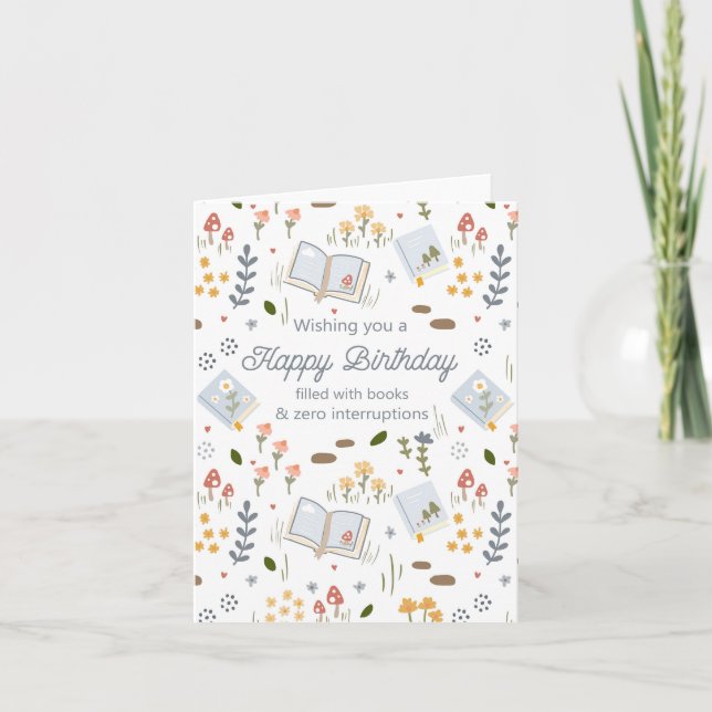 Book Lovers Birthday Card Floral  (Front)