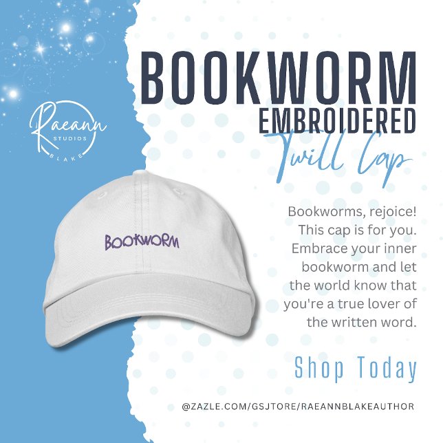 Book Lovers Bookworm Embroidered Twill Cap (Creator Uploaded)