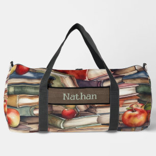 Book Lovers - Brown Suede - Monogrammed   Duffle Bag