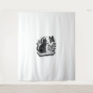 Book Lovers Cat Bookworms Booknerds Halloween Blac Tapestry