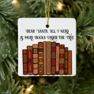 Book Lover's Christmas Ceramic Ornament