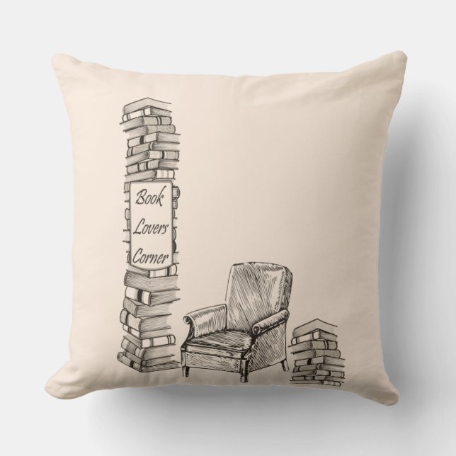 Book Lovers Corner in Linen Cushion (Front)