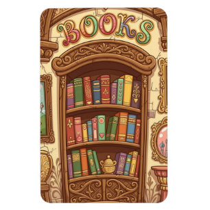 Book Lovers Cute Cartoon Bookshelf Cheerful Colour Magnet