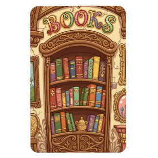 Book Lovers Cute Cartoon Bookshelf Cheerful Colour Magnet