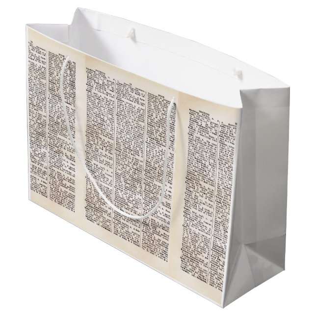 Book Lover's Dictionary Page Gift Bag (Back Angled)