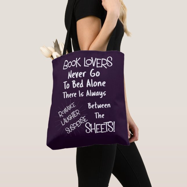 Book Lovers Funny Text Quote Tote Bag (Close Up)