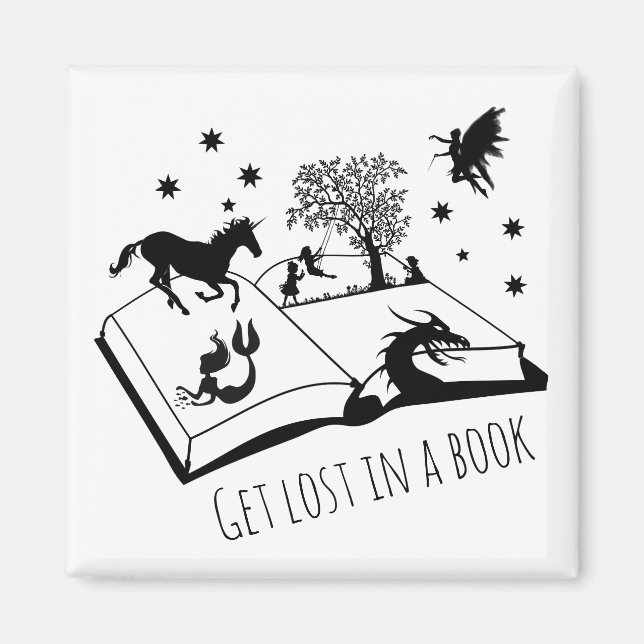 Book Lovers Get Lost in a Book Art Magnet (Front)