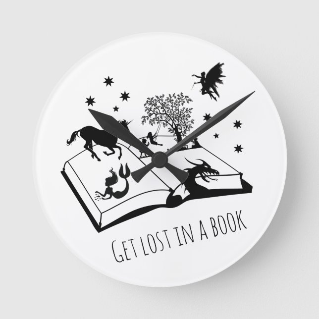 Book Lovers Get Lost in a Book Art Round Clock (Front)