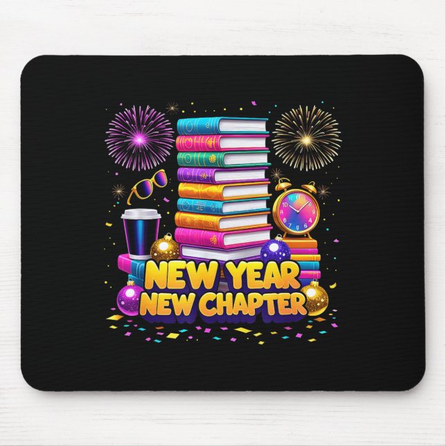 Book Lovers Happy New Year Chapter 2026 Bookworm F Mouse Mat (Front)
