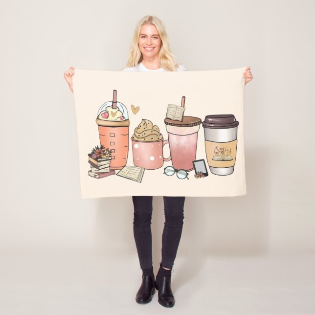 Book Lover's Haven & Touch of Coffee Bliss Fleece Blanket (In Situ)