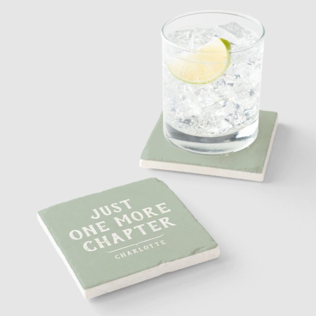 Book Lover's Just One More Chapter Personalised Stone Coaster (Side)