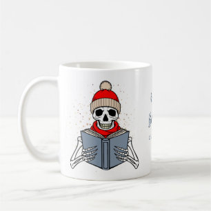 Book Lover's Merry Bookmas Festive Skeleton Custom Coffee Mug