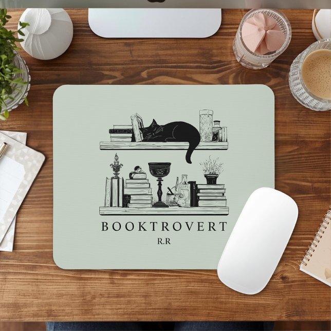 Book Lover's Monogram Initials Booktrovert Mouse Mat (Creator Uploaded)