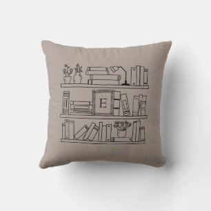 Book Lover's Monogram Throw Pillow