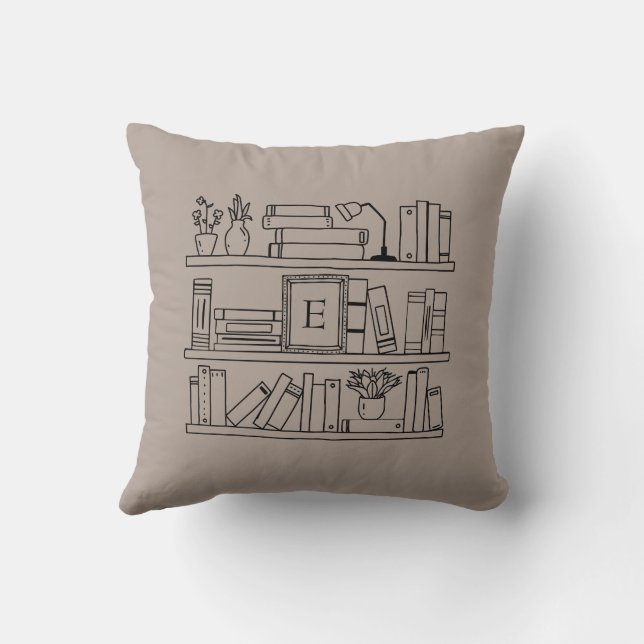 Book Lover's Monogram Throw Pillow (Back)