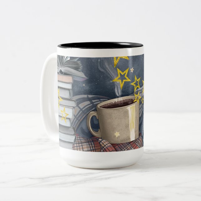 Book lovers mug/reader/college/school/teacher/ Two-Tone coffee mug (Front Left)