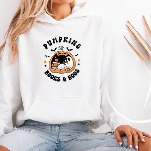 Book Lovers Pumpkins Books and Boos Retro Ghost Hoodie