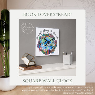 Book Lovers "Read" Square Acrylic Wall Clock