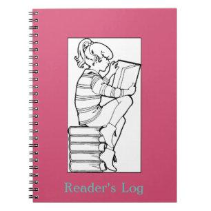 Book Lovers Reader's Log; Girl Reading Books Image