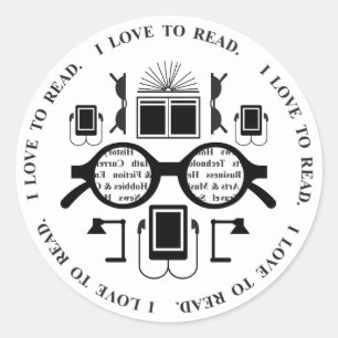 Book Lovers Reading Objects Pattern Classic Round Sticker