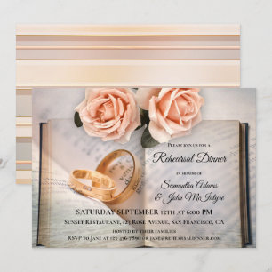 Book Lovers Roses Rehearsal Dinner Invitation