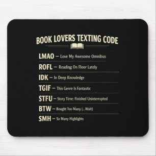Book lovers texting code reading mouse mat