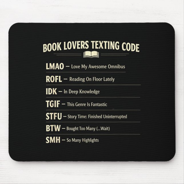 Book lovers texting code reading  mouse mat (Front)