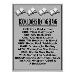 Book Lovers Texting Slang Dark Text Poster