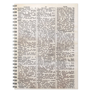 Book Lovers' Vintage Dictionary Page Notebook