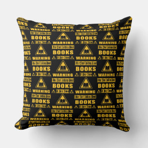 Book Lover's Warning Sign Reversible Cushion