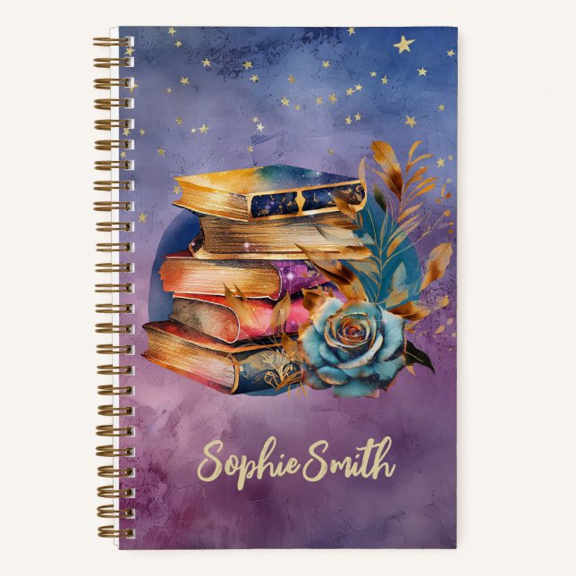 Book Lovers Whimsical Stack of Books Journal (Front)