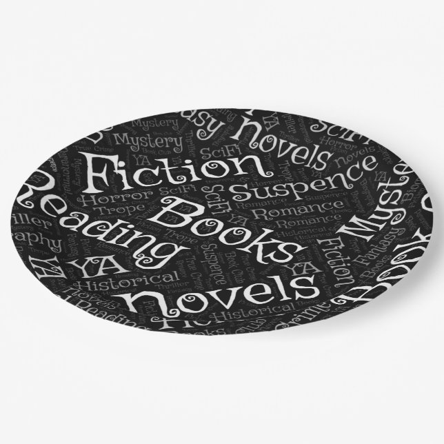 Book Lovers Word Cloud Paper Plate (Angled)