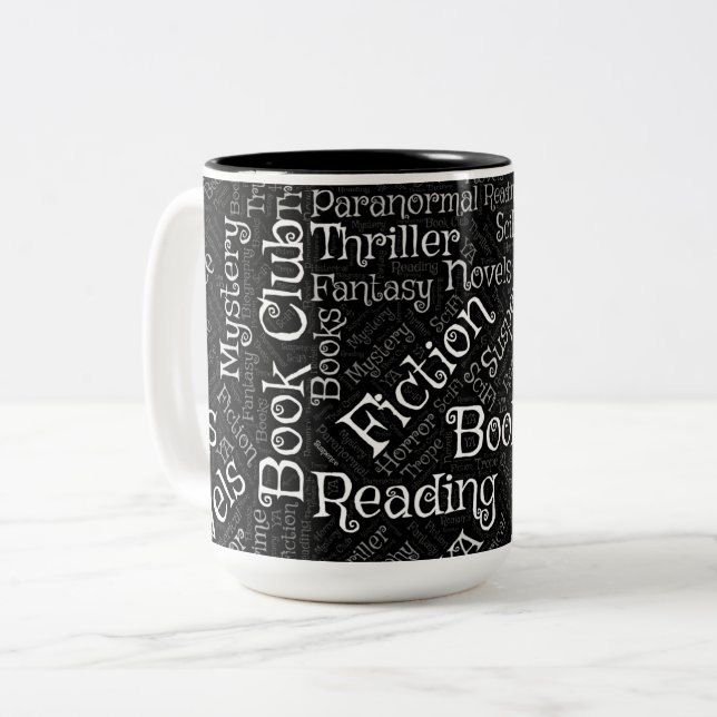 Book Lovers Word Cloud  Two-Tone Coffee Mug (Front Left)