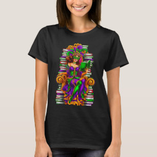 Book-Loving Mardi Gras Queen Unique Design T-Shirt