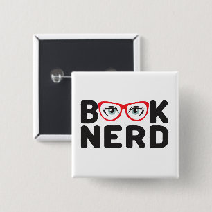 Book Nerd  15 Cm Square Badge