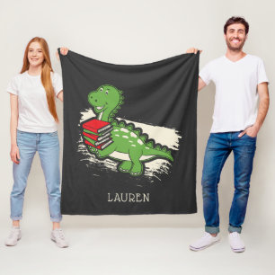 Book Nerd Dinosaur Cute Novelty Fleece Blanket