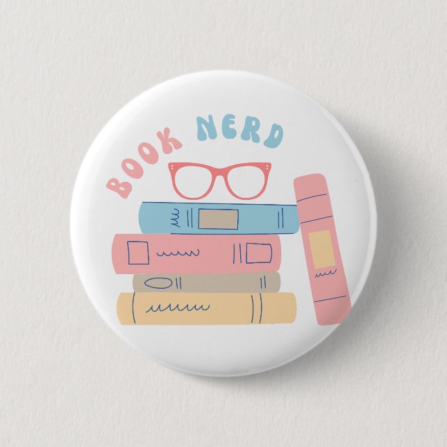 Book Nerd Girl Retro Design 6 Cm Round Badge (Front)